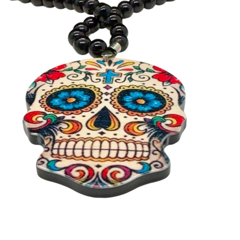 Acrylic Bead & Sugar Skull Necklace/ Accessory - Picture 6 of 9